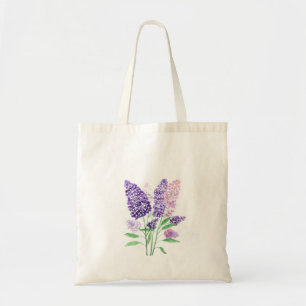 Bolso De Tela Flores púrpuras Lilacs acuarela moda natural