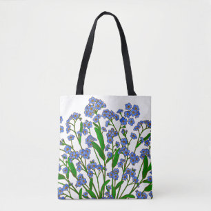 Bolso De Tela Flores púrpuras, no me olvides de la flor silvestr