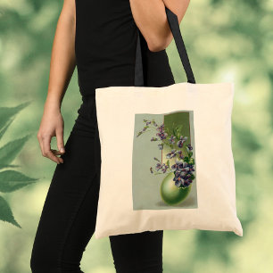 Bolso De Tela Flores púrpuras vintage floreciendo en un huevo de