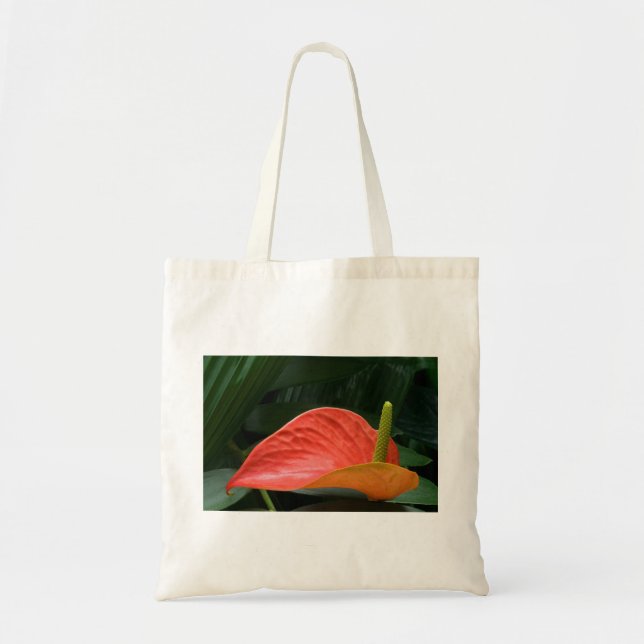 Bolso De Tela Flores Red Anthurium y Hosta (Frente)