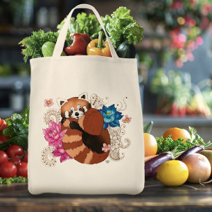 Bolso De Tela Flores Red Panda Lotus Henna