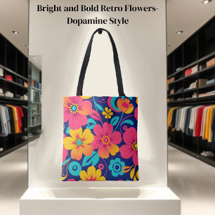Bolso De Tela Flores retro brillantes y audaces - Estilo dopamin
