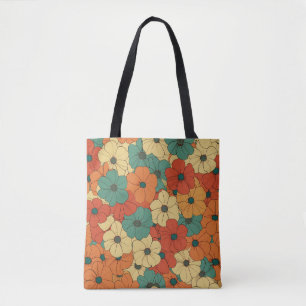 Bolso De Tela Flores retro de los años 1970
