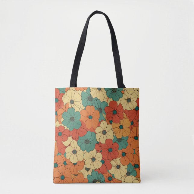 Bolso De Tela Flores retro de los años 1970 (Anverso)