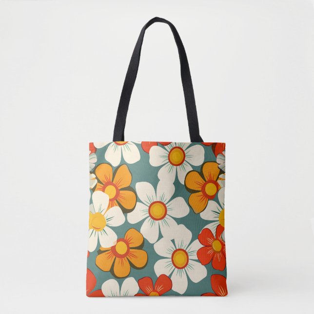 Bolso De Tela Flores retro de los años 1970 (Anverso)