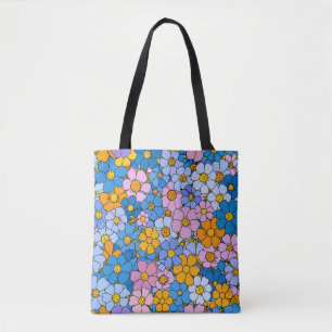 Bolso De Tela Flores retro de los años 1970