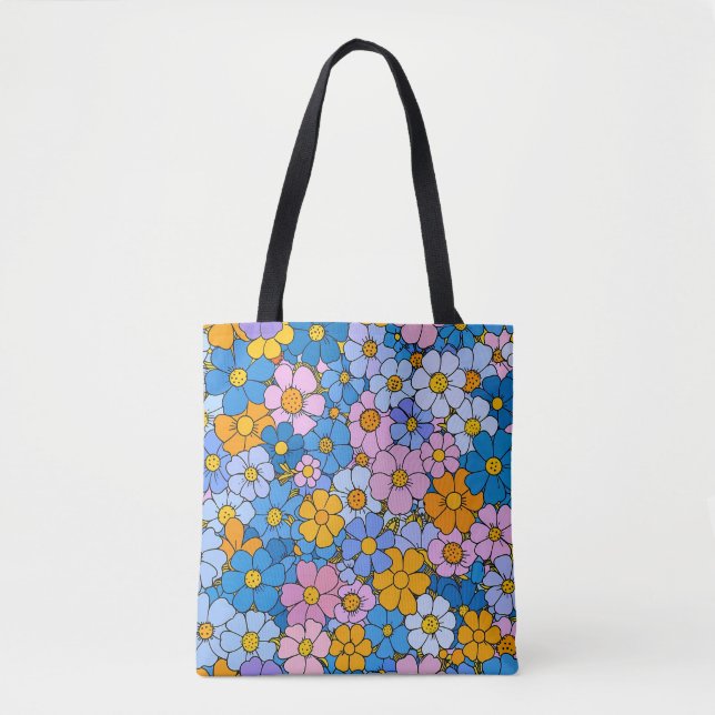 Bolso De Tela Flores retro de los años 1970 (Anverso)