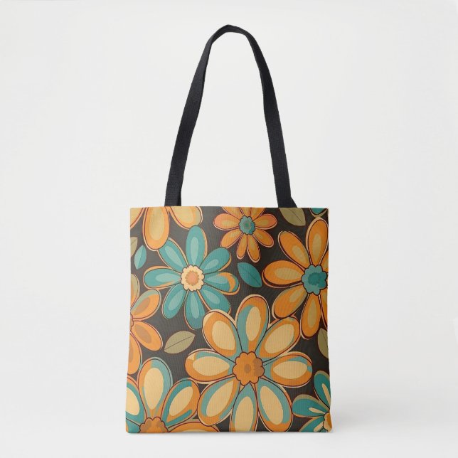 Bolso De Tela Flores retro de los años 1970 (Anverso)