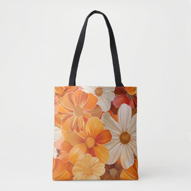 Bolso De Tela Flores retro de los años 1970 (Anverso)