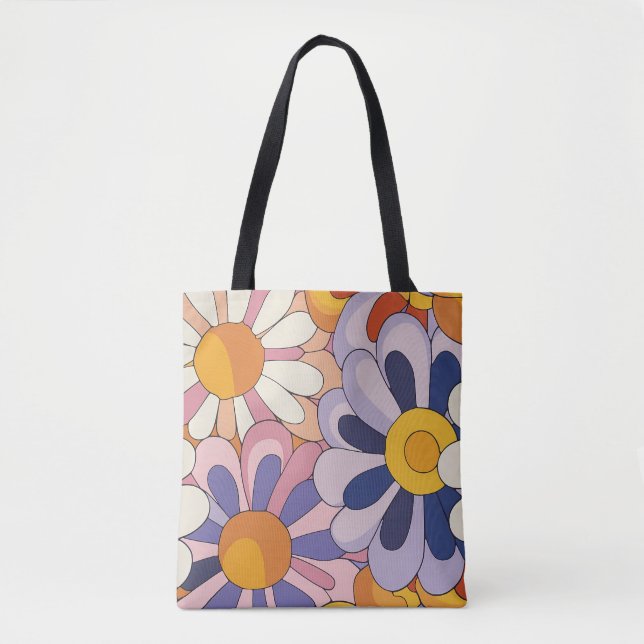 Bolso De Tela Flores retro de los años 1970 (Anverso)