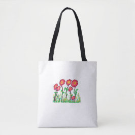 Bolso De Tela Flores rojas