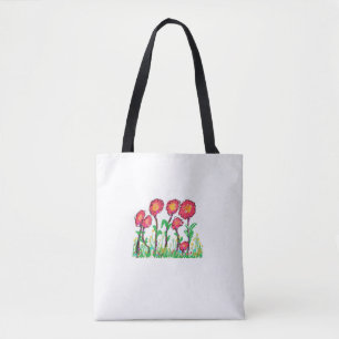 Bolso De Tela Flores rojas