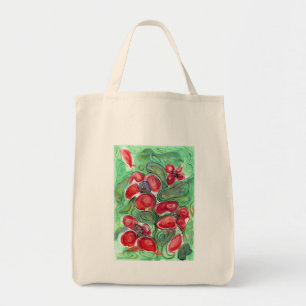 Bolso De Tela Flores rojas