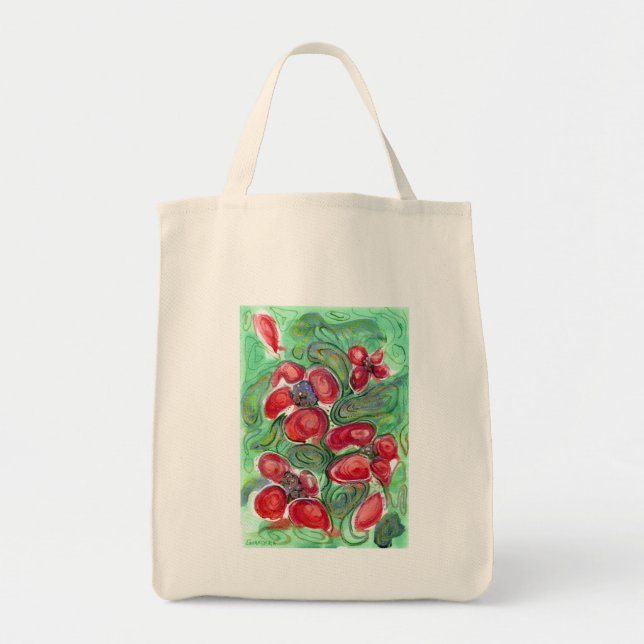 Bolso De Tela Flores rojas (Frente)