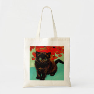 Bolso De Tela Flores rojas de gato negro Van Gogh