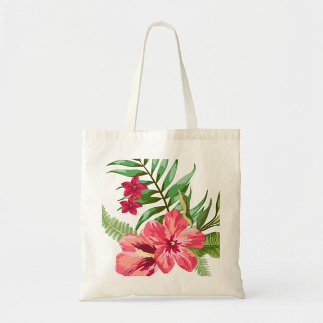 Bolso De Tela Flores Rojas Y Rosa (Frente)