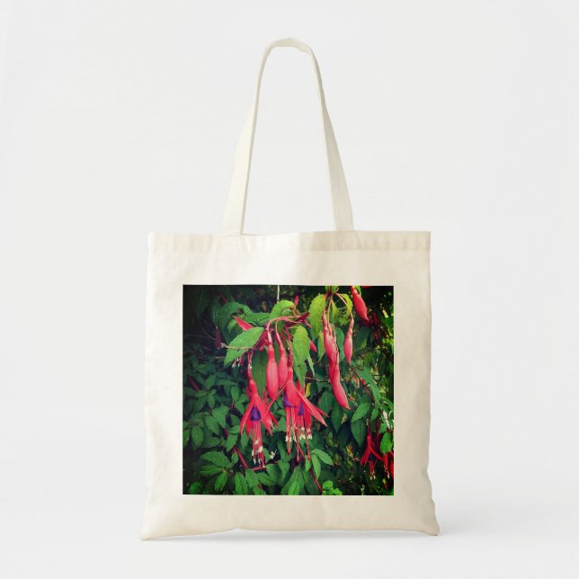 Bolso De Tela Flores rojas y violetas (Frente)