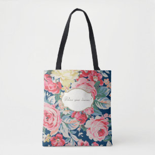 Bolso De Tela Flores románticas adorables - Mensaje motivacional