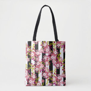 Bolso De Tela Flores rosadas
