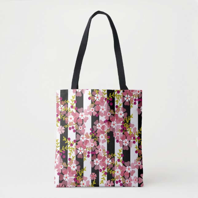 Bolso De Tela Flores rosadas (Anverso)