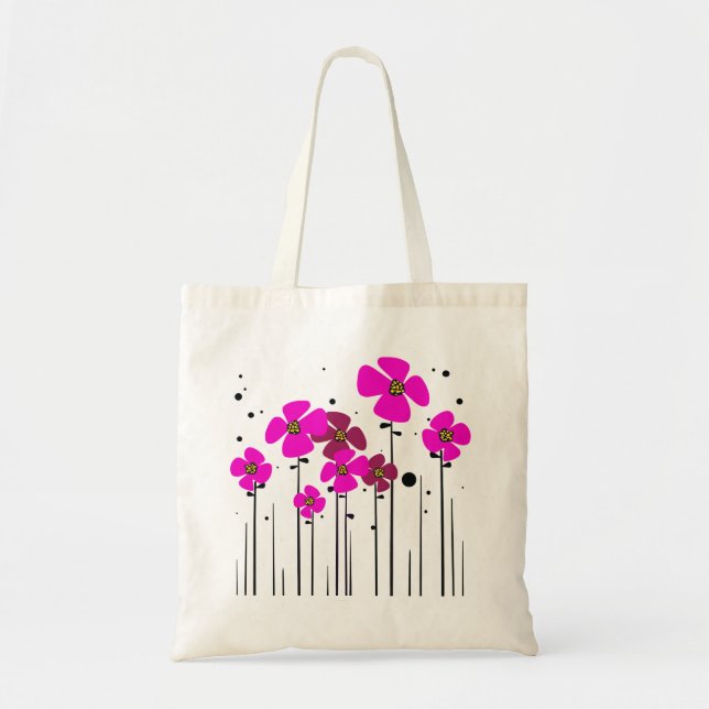 Bolso De Tela Flores rosadas (Frente)