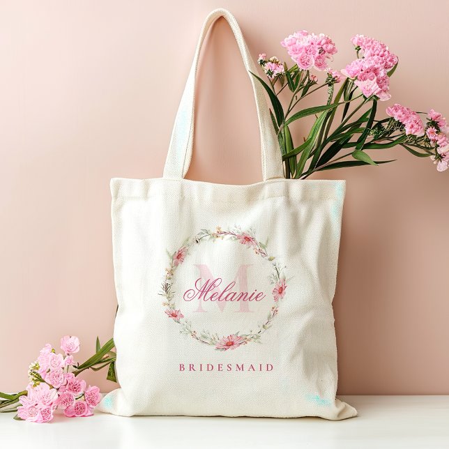 Bolso De Tela Flores rosadas con monograma personalizado (Subido por el creador)