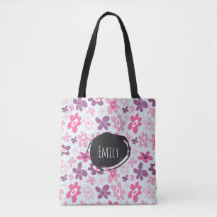 Bolso De Tela Flores rosadas lindo Patrón caprichoso personaliza