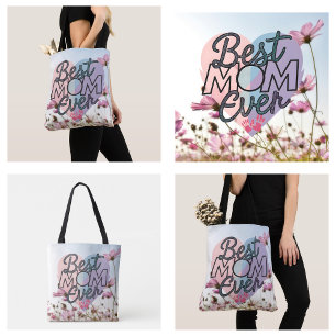 Bolso De Tela Flores rosadas Mejor Mamá del Mundo Feliz Día de l