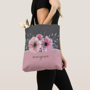Bolso De Tela Flores rosadas pasteles