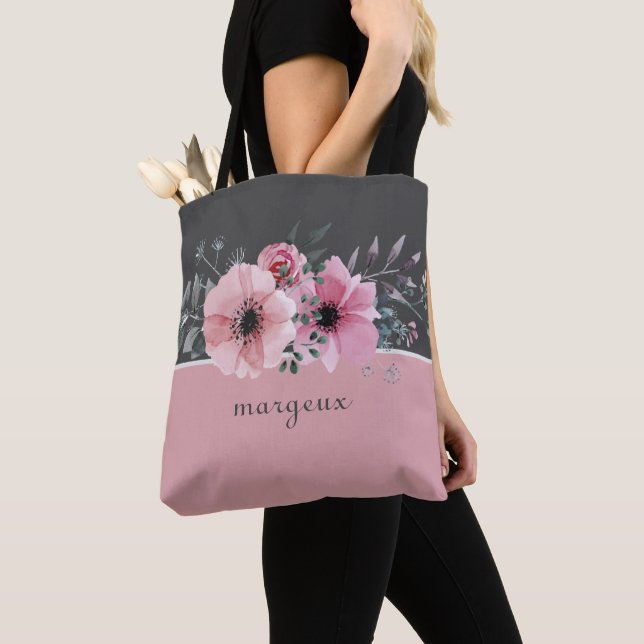 Bolso De Tela Flores rosadas pasteles (Detalle)