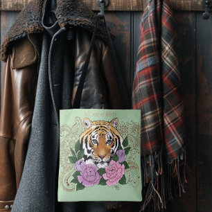 Bolso De Tela Flores rosadas púrpura del tigre Henna