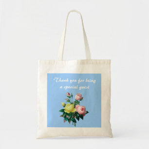 Bolso De Tela flores rosadas y amarillas rosadas vintage gracias