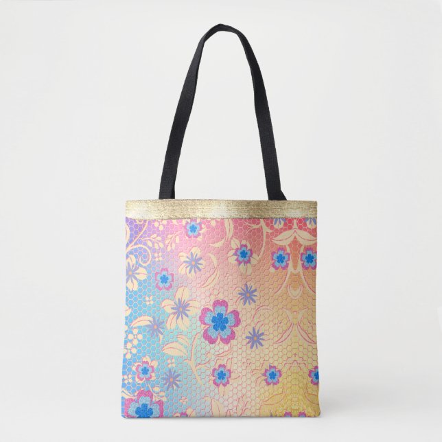 Bolso De Tela flores rosado (Anverso)