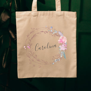 Bolso De Tela Flores rosas Rubor