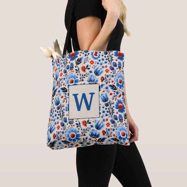 Bolso De Tela Flores salvajes azules con elegancia Girly Persona (Detalle)
