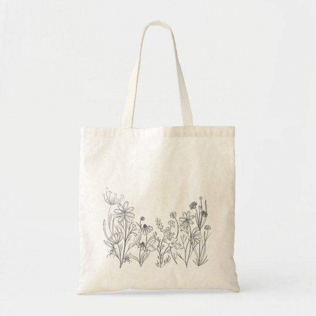 Bolso De Tela Flores salvajes Tote Bag (Frente)
