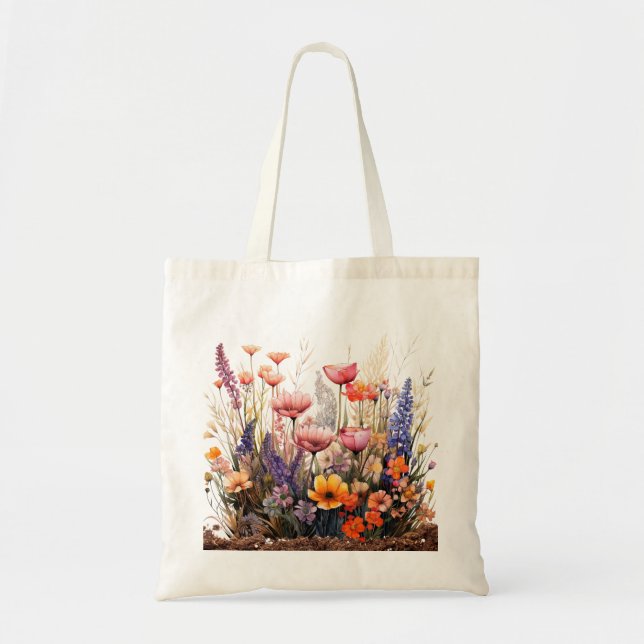 Bolso De Tela Flores salvajes Tote Bag (Frente)
