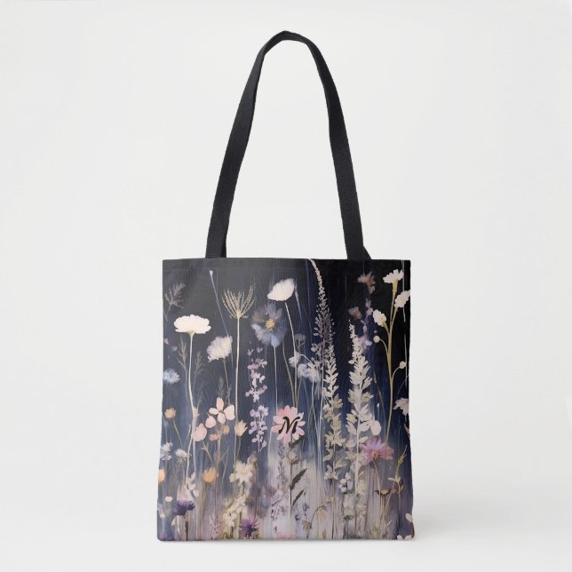 Bolso De Tela Flores silvestres acuarela Wispers Tote de hombro (Anverso)