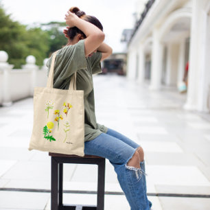 Bolso De Tela Flores silvestres amarillas delgadas en la acuarel