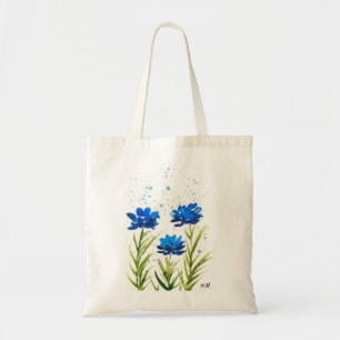 Bolso De Tela Flores silvestres azules acuarela chic femenino