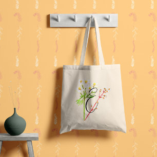 Bolso De Tela Flores silvestres blancas en acuarela con tu inici