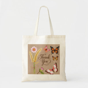 Bolso De Tela Flores silvestres bohemias, mariposas, tallos de t