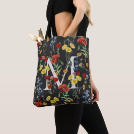 Bolso De Tela Flores silvestres botánicas elegantes con monogram