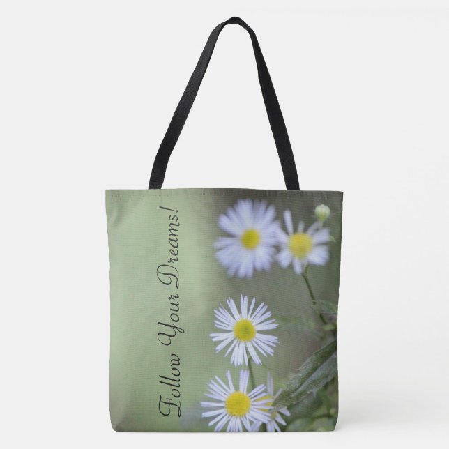 Bolso De Tela Flores Silvestres Con Verde (Anverso)
