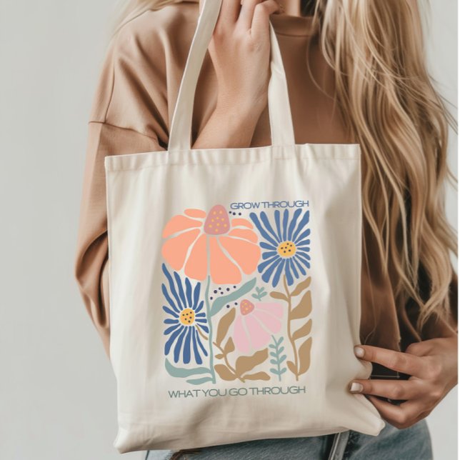 Bolso De Tela Flores silvestres de Boho con cita Inspiradora (Subido por el creador)
