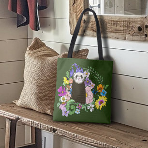 Bolso De Tela Flores silvestres de hurón sable lindo bosque verd