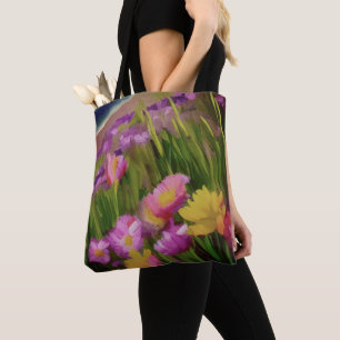 Bolso De Tela Flores Silvestres De Playa En El Agua Dusk Floral