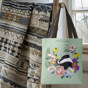 Bolso De Tela Flores Silvestres de Tejón Bosque Hongos Verde Sal