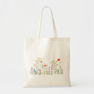 Bolso De Tela Flores silvestres en acuarelas