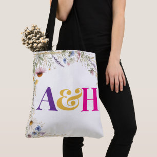 Bolso De Tela Flores silvestres Floral Botánico, Monograma Edita